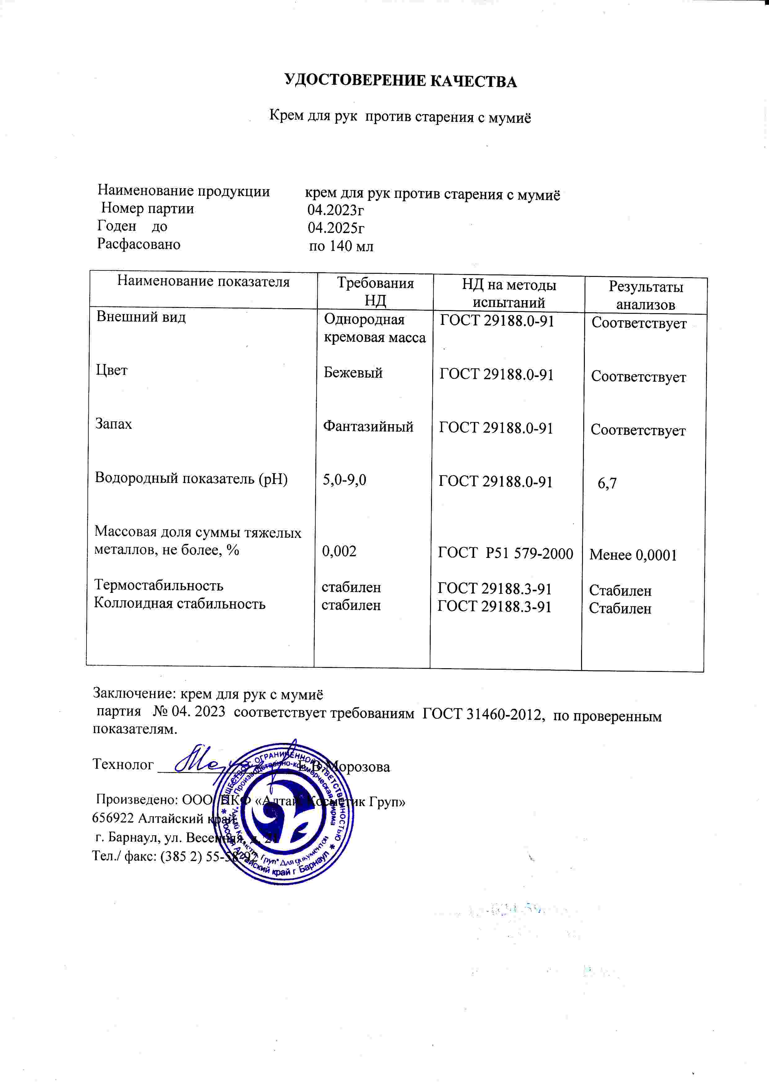 Паспорт №042023